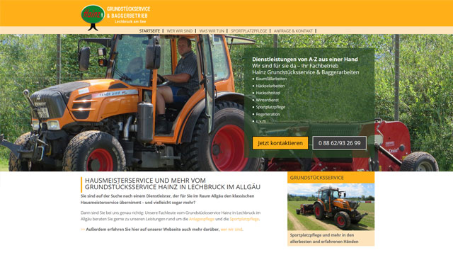 Referenzprojekt: Grundstücksservice Hainz — Website von Konrad Griesser